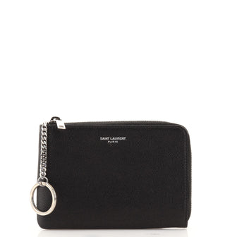 Saint Laurent Zip Around Key Pouch Leather