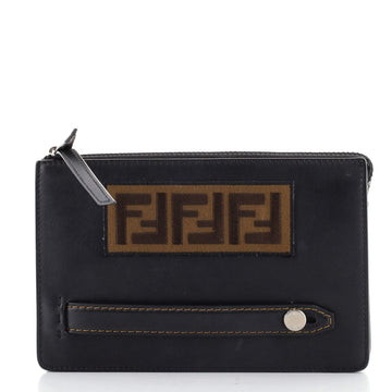 Fendi Handle Clutch Leather with Zucca Applique Small