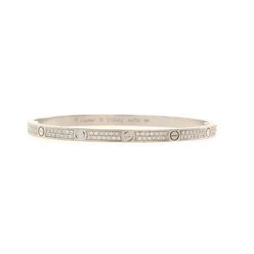 Cartier Love Bracelet 18K White Gold with Pave Diamonds Small