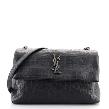 Saint Laurent West Hollywood Shoulder Bag Crocodile Embossed Leather Medium