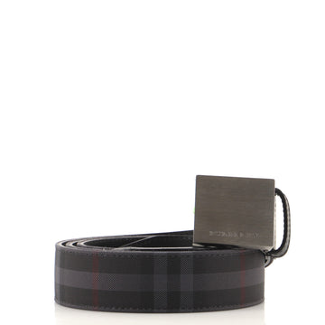 Burberry Plaque Buckle Belt Smoked Check Coated Canvas Medium