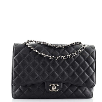 Chanel Classic Double Flap Bag Quilted Caviar Maxi