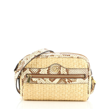 Gucci Ophidia Shoulder Bag Raffia with Snakeskin Mini