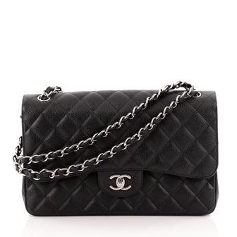 Chanel Classic Double Flap Quilted Caviar Jumbo