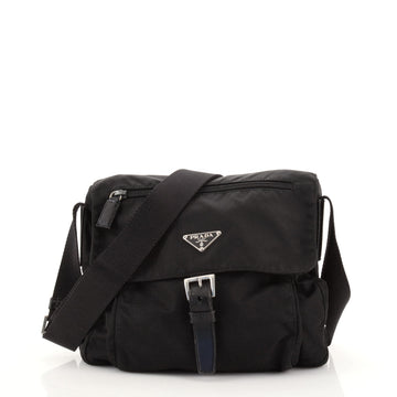 Prada Buckle Messenger Bag Tessuto Small