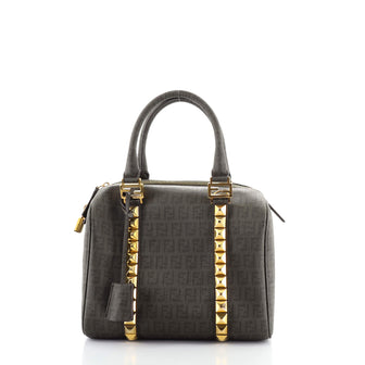 Fendi Boston Bag	 Studded Zucchino Coated Canvas Small