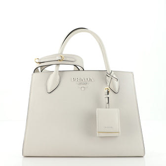 Prada Monochrome Tote Saffiano with City Calf Medium