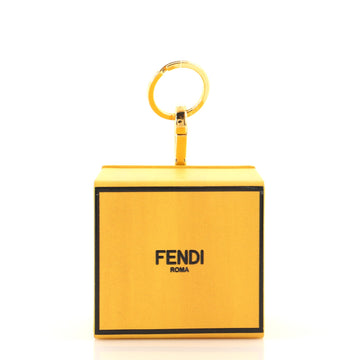 Fendi Logo Box Charm Keychain Leather