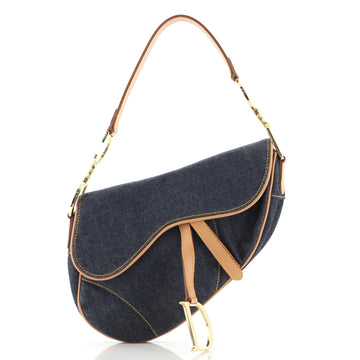 Christian Dior Vintage Saddle Bag Denim Medium
