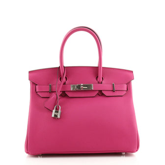 Hermes Birkin Handbag Pink Togo with Palladium Hardware 30