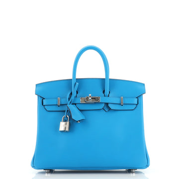 Hermes Birkin Handbag Blue Swift with Palladium Hardware 25