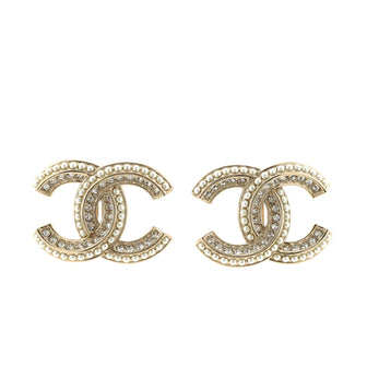 Chanel CC Clip-On Earrings Faux Pearls and Metal with Crystal