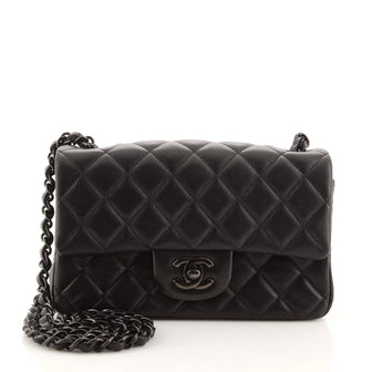 Chanel So Black Classic Single Flap Bag Quilted Lambskin Mini