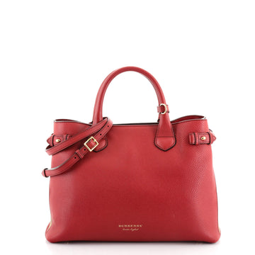 Burberry Banner Tote Leather and House Check Canvas Medium