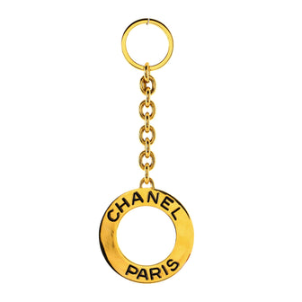 Chanel Vintage Logo Circle Keychain Metal