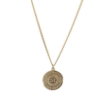 Chanel CC Round Medal Pendant Necklace Metal