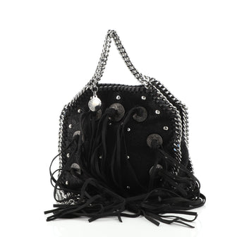 Stella McCartney Falabella Fringe Fold Over Crossbody Bag Studded Shaggy Deer Tiny