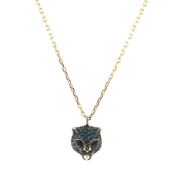 Gucci Le Marche Des Merveilles Pendant Necklace 18K Yellow Gold with Sterling Silver and Blue Topaz and Black Spinel and Pearl