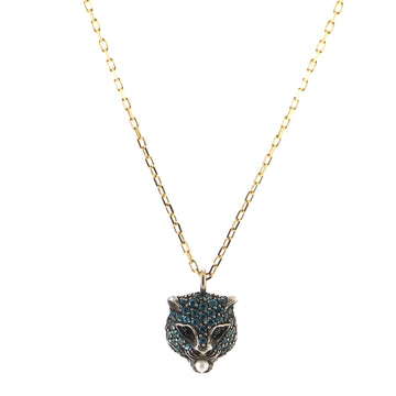 Gucci Le Marche Des Merveilles Pendant Necklace 18K Yellow Gold with Sterling Silver and Blue Topaz and Black Spinel and Pearl