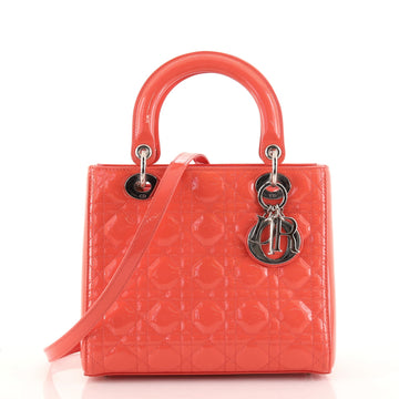 Christian Dior Lady Dior Bag Cannage Quilt Patent Medium