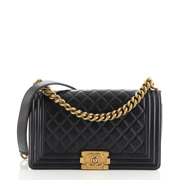 Chanel Boy Flap Bag Quilted Lambskin Old Medium