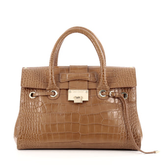 Jimmy Choo Rosalie Convertible Satchel Crocodile Embossed Leather Medium