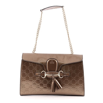 Gucci Emily Chain Strap Flap Bag Guccissima Patent Medium