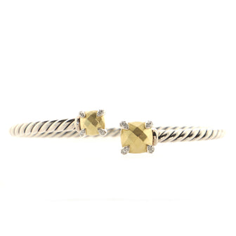 David Yurman Chatelaine Bypass Bracelet Sterling Silver with 18K Yellow Gold and Diamonds 4mm