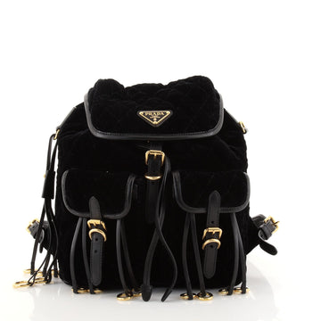 Prada Double Front Pocket Backpack Quilted Velvet Medium