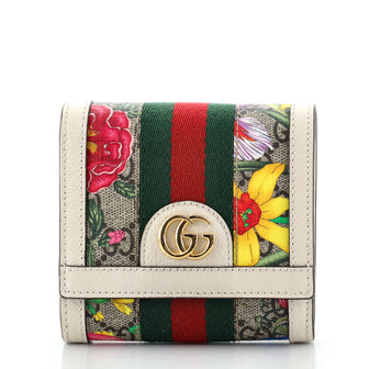 Gucci Ophidia Card Case Wallet Flora GG Coated Canvas