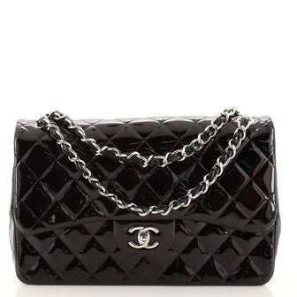 Chanel Classic Double Flap Bag Quilted Patent Jumbo