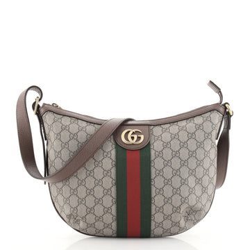 Gucci Ophidia Half Moon Hobo GG Coated Canvas Small