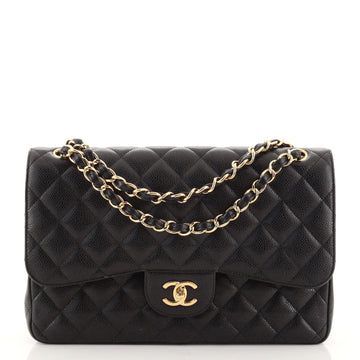 Chanel Classic Double Flap Bag Quilted Caviar Jumbo
