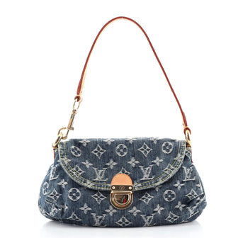 Louis Vuitton Pleaty Handbag Denim Mini