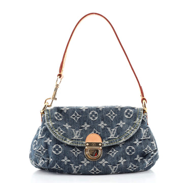 Louis Vuitton Pleaty Handbag Denim Mini