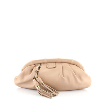 Gucci Bold Bamboo Frame Clutch Leather