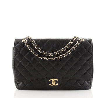 Chanel Classic Double Flap Bag Quilted Caviar Maxi