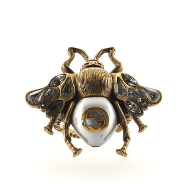 Gucci Bee Ring Metal with Crystals and Faux Pearl