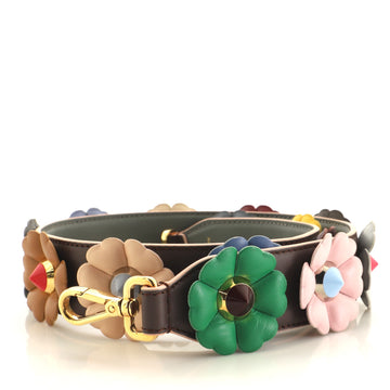 Fendi Flowerland Strap You Shoulder Strap Studded Leather