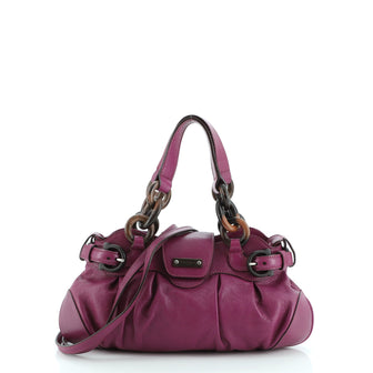 Salvatore Ferragamo Marisa Satchel Leather with Wood Detail Medium