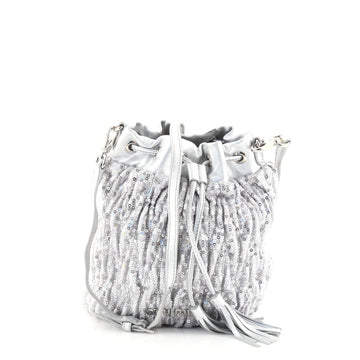 Miu Miu Drawstring Bucket Bag Matelasse Sequins Small