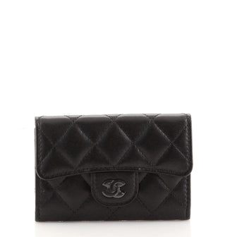 Chanel So Black Classic Flap Card Case Quilted Lambskin