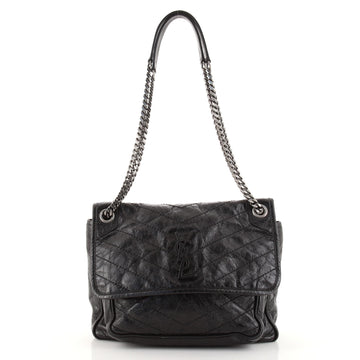 Saint Laurent Niki Chain Flap Bag Matelasse Chevron Leather Medium