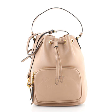 Prada Logo Drawstring Bucket Bag Glace Calf Small