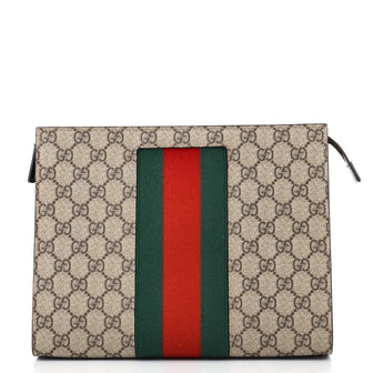 Gucci Web Zip Pouch GG Coated Canvas