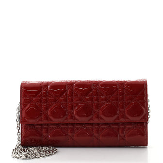Christian Dior Lady Dior Convertible Chain Clutch Cannage Quilt Patent
