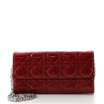 Christian Dior Lady Dior Convertible Chain Clutch Cannage Quilt Patent