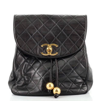 Chanel Vintage CC Flap Backpack Quilted Lambskin Medium