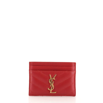 Saint Laurent Classic Monogram Card Holder Matelasse Chevron Leather