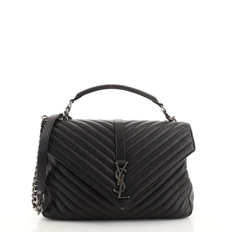Saint Laurent Classic Monogram College Bag Matelasse Chevron Leather Large